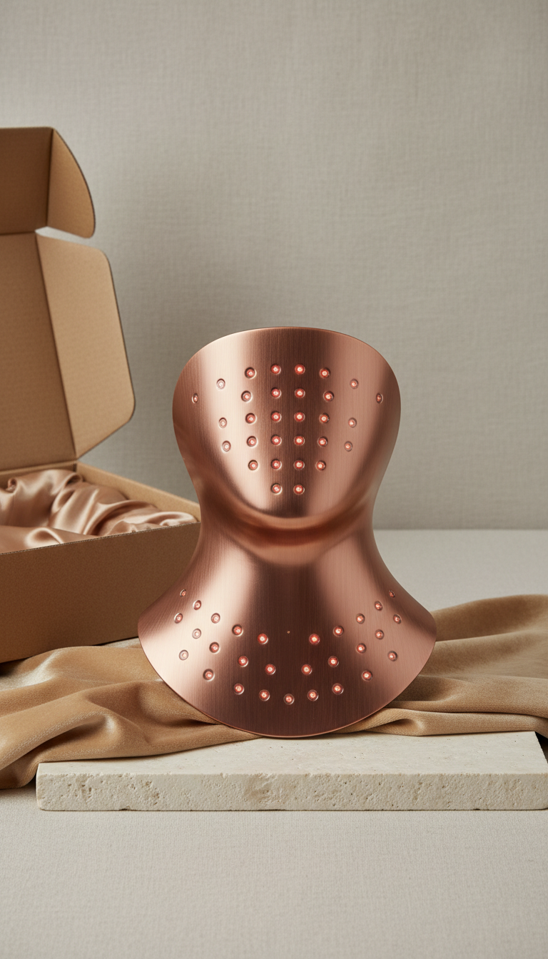Neck and décolletage LED mask with contoured elegance